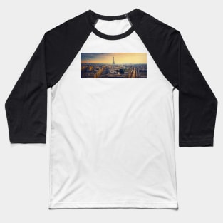 Foggy sunset view to the Eiffel Tower Baseball T-Shirt